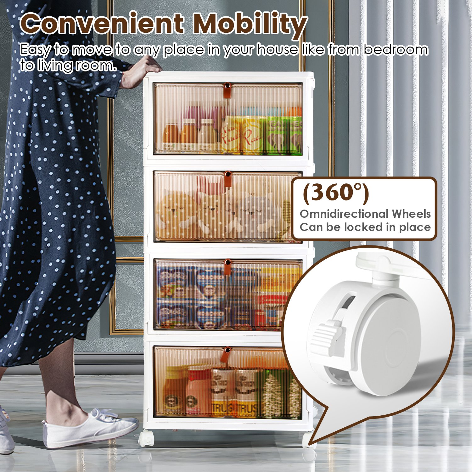 4Pc Foldable Storage Bins With Lid For Home Storage Front Magnetic Door